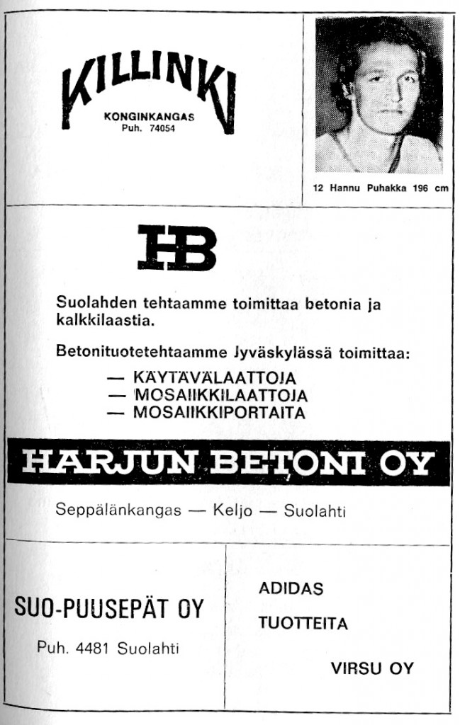 Näin "Puuha" esiteltiin SM-kausilehdessä syksyllä 1975. Kuva: Huiman arkisto.