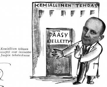  Äänekoski on tehdashankkeineen ollut useaan kertaan suuren kiinnostuksen kohteena ja näistä on syntynyt myös postikortteja. Tässä pari piirrosta vuoden 1950 Arabian henkilökunnan perhelehdestä (!).