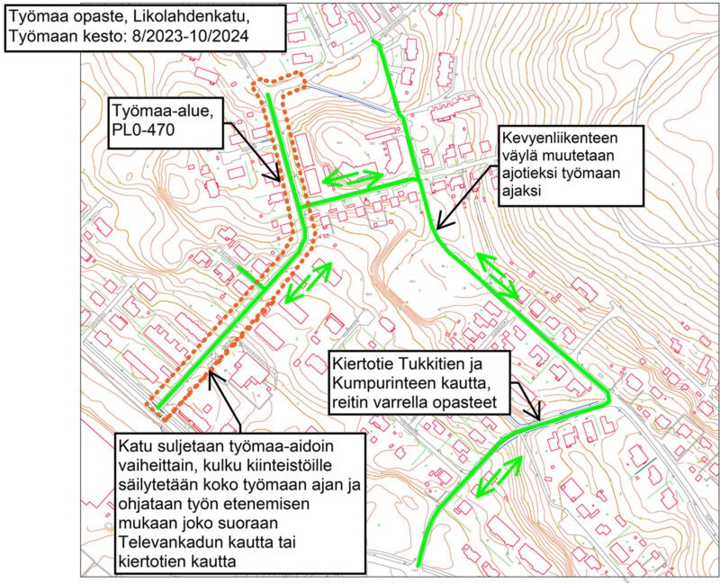 Likolahdenkadulla on liikenteen käytössä on kiertotie